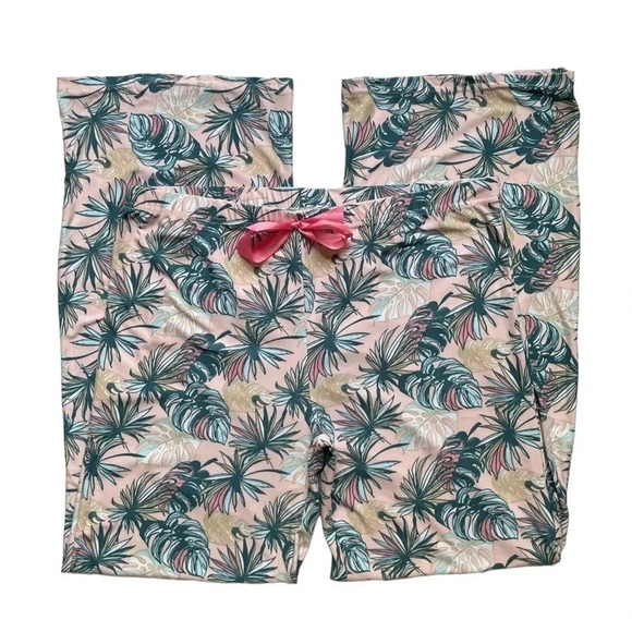 NWT Breakfast In Bed Palm Tree Botanical Print Pajama Set - Picture 3 of 3